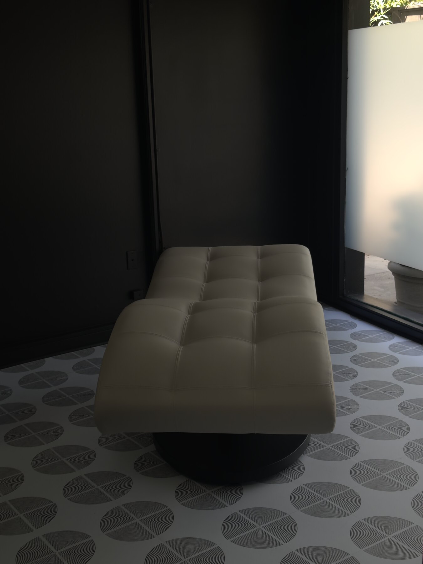 Studio seating on the new patterned dot flooring